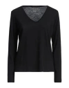 Majestic Filatures Woman T-shirt Black Size 1 Cotton, Cashmere