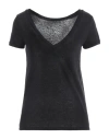 Majestic Filatures Woman T-shirt Black Size 2 Linen, Elastane