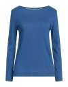 Majestic Filatures Woman T-shirt Blue Size 2 Cotton, Cashmere In Blue