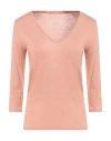 Majestic Filatures Woman T-shirt Blush Size 2 Linen, Elastane In Pink