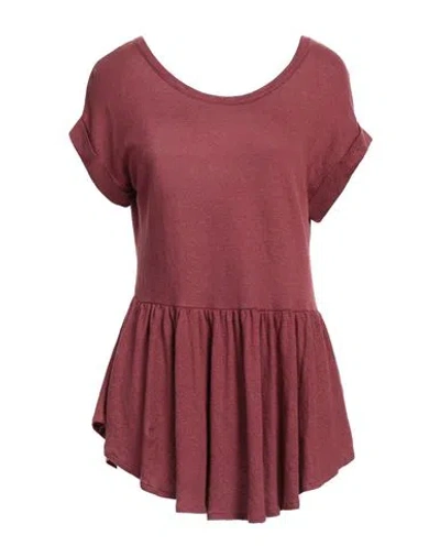 Majestic Filatures Woman T-shirt Brick Size 1 Linen, Elastane In Red