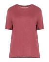Majestic Filatures Woman T-shirt Brick Red Size 1 Linen, Elastane