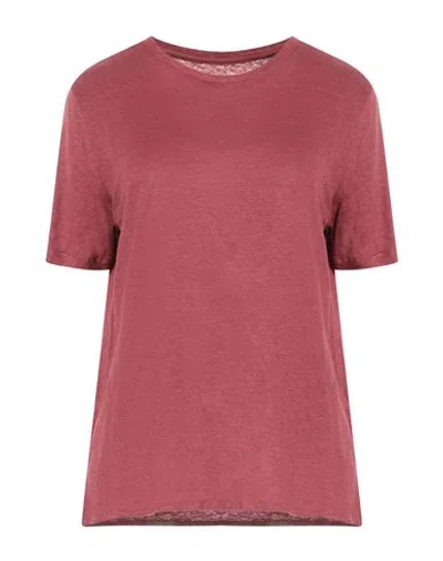 Majestic Filatures Woman T-shirt Brick Red Size 1 Linen, Elastane