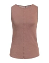 Shop Majestic Filatures Woman T-shirt Brown Size 1 Linen, Elastane