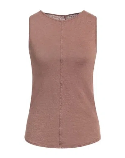 Majestic Filatures Woman T-shirt Brown Size 1 Linen, Elastane