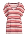 Majestic Filatures Woman T-shirt Burgundy Size 1 Linen In Red