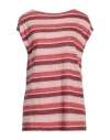 Majestic Filatures Woman T-shirt Burgundy Size 1 Linen In Red