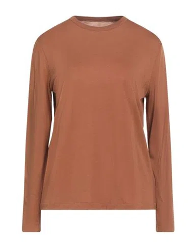 Majestic Filatures Woman T-shirt Camel Size 1 Lyocell, Cotton In Brown
