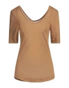 Majestic Filatures Woman T-shirt Camel Size 1 Lyocell, Linen In Beige