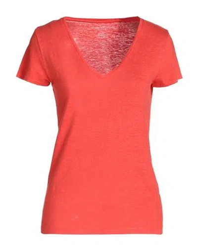 Majestic Filatures Woman T-shirt Coral Size 1 Linen, Elastane In Red