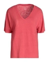 Majestic Filatures Woman T-shirt Coral Size 1 Linen, Elastane In Red
