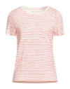 MAJESTIC MAJESTIC FILATURES WOMAN T-SHIRT CORAL SIZE 4 LINEN, ELASTANE