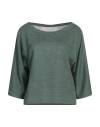 Majestic Filatures Woman T-shirt Emerald Green Size 1 Linen In Gray