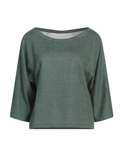 Majestic Filatures Woman T-shirt Emerald Green Size 1 Linen In Gray