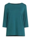 Majestic Filatures Woman T-shirt Emerald Green Size 1 Viscose, Elastane In Blue