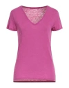 Majestic Filatures Woman T-shirt Fuchsia Size 1 Linen, Elastane In Pink