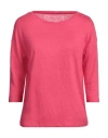 Majestic Filatures Woman T-shirt Fuchsia Size 1 Linen, Elastane In Pink