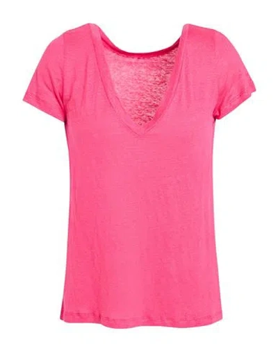 Majestic Filatures Woman T-shirt Fuchsia Size 2 Linen, Elastane In Pink