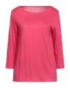 Majestic Filatures Woman T-shirt Fuchsia Size 2 Linen, Elastane In Pink