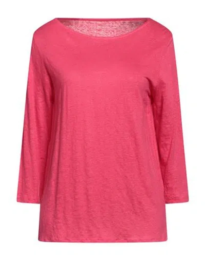 Majestic Filatures Woman T-shirt Fuchsia Size 2 Linen, Elastane In Pink