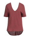 Majestic Filatures Woman T-shirt Garnet Size 1 Linen, Elastane In Red