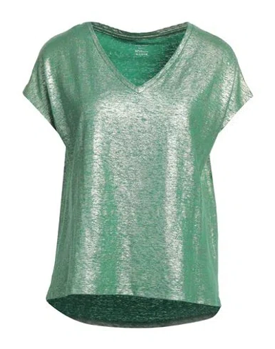 Majestic Filatures Woman T-shirt Green Size 2 Linen, Elastane