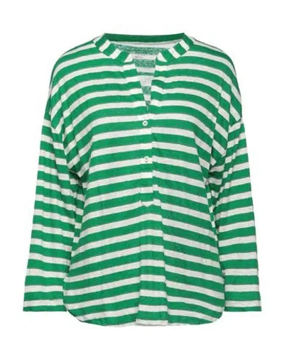 Majestic Filatures Woman T-shirt Green Size 2 Linen, Elastane, Cotton