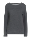 Majestic Filatures Woman T-shirt Grey Size 3 Cotton, Cashmere In Gray