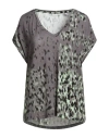 Majestic Filatures Woman T-shirt Grey Size 3 Viscose, Linen, Elastane In Gray