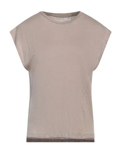Majestic Filatures Woman T-shirt Khaki Size 1 Linen, Elastane In Beige