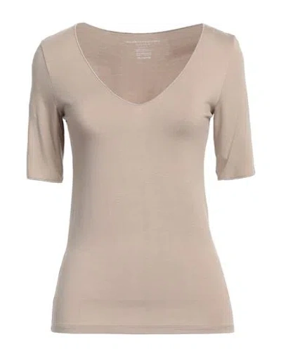 Majestic Filatures Woman T-shirt Khaki Size 1 Viscose, Elastane In Beige