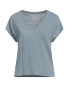 Majestic Filatures Woman T-shirt Light Blue Size 1 Linen, Elastane