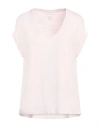 Majestic V-neck Linen-blend T-shirt In Pink