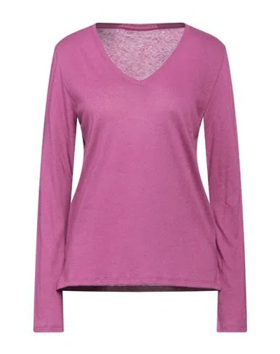 MAJESTIC MAJESTIC FILATURES WOMAN T-SHIRT MAUVE SIZE 1 COTTON, CASHMERE 