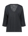 Majestic Filatures Woman T-shirt Midnight Blue Size 2 Linen, Elastane