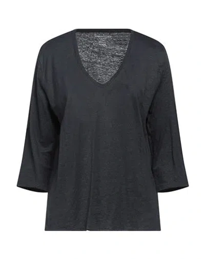 Majestic Filatures Woman T-shirt Midnight Blue Size 2 Linen, Elastane