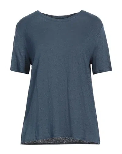 Majestic Filatures Woman T-shirt Midnight Blue Size 4 Linen, Elastane In Blue