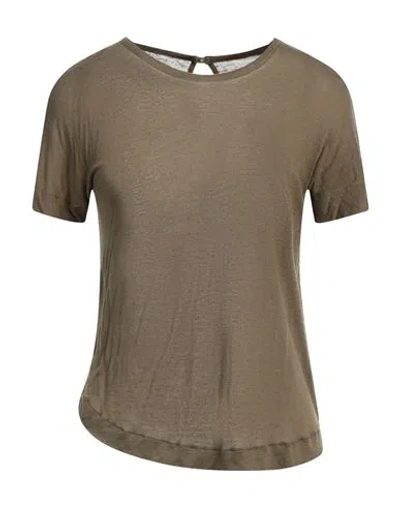 Majestic Filatures Woman T-shirt Military Green Size 1 Lyocell, Linen