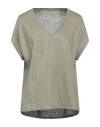 Majestic Filatures Woman T-shirt Military Green Size 2 Linen, Cotton