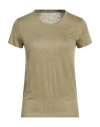 Majestic Filatures Woman T-shirt Military Green Size 3 Linen, Elastane