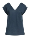 Majestic Filatures Woman T-shirt Navy Size 1 Linen, Elastane In Navy