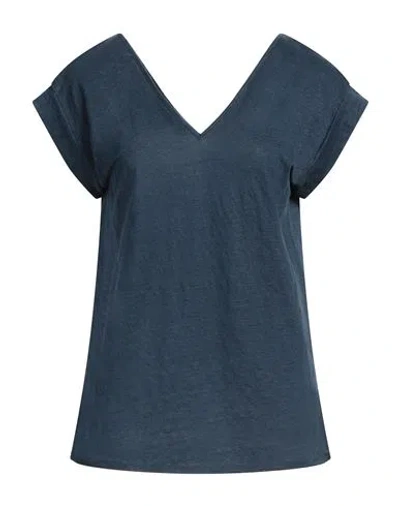 Majestic Filatures Woman T-shirt Navy Size 1 Linen, Elastane