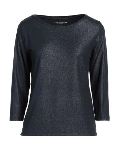 Majestic Filatures Woman T-shirt Navy Size 2 Viscose, Elastane In Black