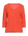 Majestic Filatures Woman T-shirt Orange Size 1 Linen, Elastane In Orange