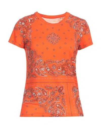 Majestic Filatures Woman T-shirt Orange Size 1 Viscose, Linen, Elastane