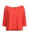 Majestic Filatures Woman T-shirt Red Size 3 Linen, Elastane