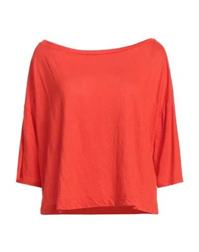 Majestic Filatures Woman T-shirt Red Size 3 Linen, Elastane