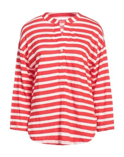 Majestic Filatures Woman T-shirt Red Size 2 Linen, Elastane, Cotton