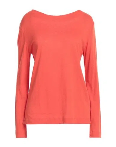 Majestic Filatures Woman T-shirt Tomato Red Size 3 Cotton, Cashmere