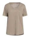 Majestic Filatures Woman T-shirt Beige Size 1 Linen, Elastane In Neutral